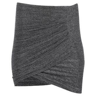 Iro Brendal Gedrapeerde Metallic Gebreide Minirok in Zilver Polyester