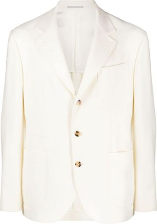Brunello Cucinelli single-breasted wool-blend blazer - men - Wool/Cupro/Silk/Cashmere - 54 - White