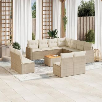 vidaXL Set De Sof&aacute;s De Jard&iacute;n 12 Pzas Y Cojines Rat&aacute;n Sint&eacute;tico Marr&oacute;n Vidaxl