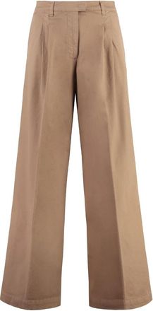 Pinko Robotech Katoenen Broek - Dames - Wijde Broeken - Beige - L - Katoen - Broeken