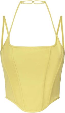 Pinko Pinko, Tops, Dames, Geel, 2Xs, Gele Duchesse Top met Trekkoord