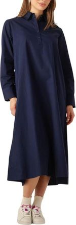 MY ESSENTIAL WARDROBE Kleedjes, Dames, Blauw, M, Denim, Elegante Donkerblauwe Midi Jurk