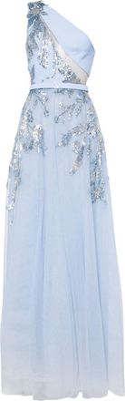 Saiid Kobeisy one-shoulder beaded gown - women - Polyester - 44 - Blue