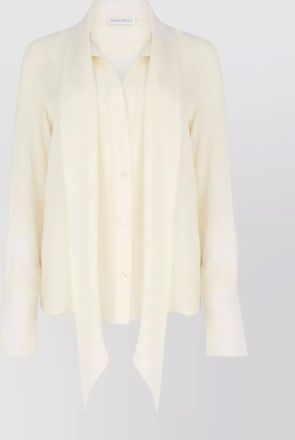 Nina Ricci silk tie-neck long-sleeve blouse
