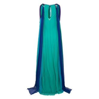 Alberta Ferretti Long Tied Dress on the Shoulders - female - Alberta Ferretti - Gowns - Blue - S - Dresses
