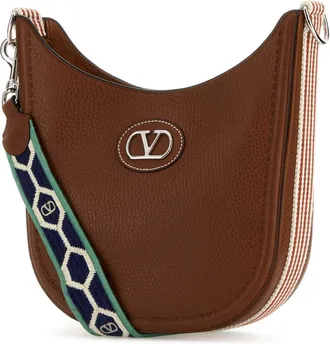 Valentino Garavani Womens Caramel Leather Vlogo Signature Shoulder Bag Selleriabiancotestadimoroivorynavy Borse A Tracolla