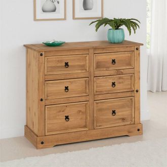 Seconique Corona Essentials 6 Drawer Chest in Natural