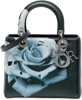 Dior Borsa a tracolla Lady Dior media in pelle di cervo con stampa a fiori 2014 - Verde