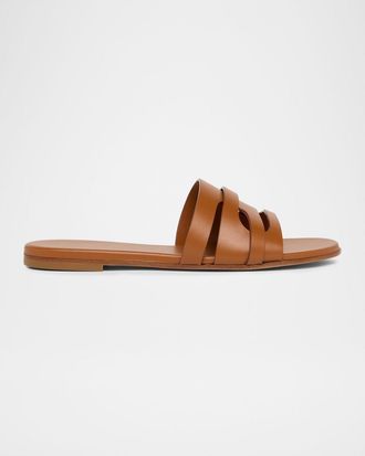Gianvito Rossi Calfskin Leather Flat Slide Sandals