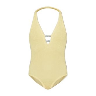 Hunza G One-piece, female, Yellow, Size: ONE SIZE Adriana Beaded Swimsuit