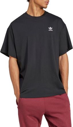 adidas Trefoil Essentials Oversize Cotton T-Shirt in Black at Nordstrom, Size Medium
