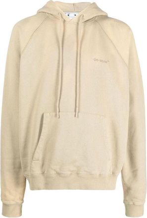 Off-white Mens Off-White Back Stripe Pattern Printing Pullover Hooded Long Sleeves Loose Fit Beige OMBB096F22FLE0011717