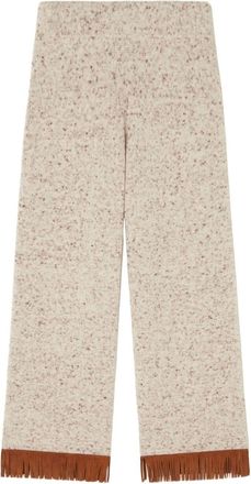 Alanui Dreamscape fringe-detail trousers - women - Linen/Flax/Wool/Lambskin/Polyester - S - Neutrals