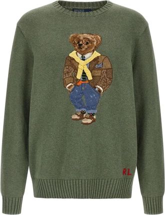 Polo Ralph Lauren Bear Sweater - Heren - Ronde hals truien - Groen - XL - Katoen - Truien & Vesten