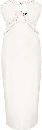 Jacquemus Witte Strapless Jurk met Details - Dames - Casual kleedjes - Wit - XS - Katoen - Kleedjes