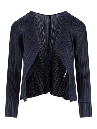 Pleats Please Issey Miyake plissé cardigan - Zwart