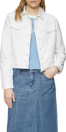 s.Oliver Jeansjacke S.OLIVER, Damen, Gr. 36, weiss (wei&szlig;), Denim/Jeans, Obermaterial: 98% Baumwolle, 2% Elasthan, unifarben, tailliert taillenbedeckt, Manschet