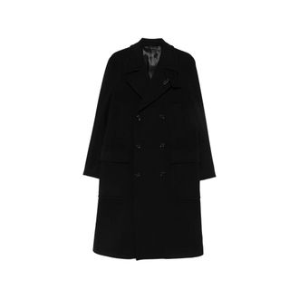 Lardini Double-breasted jas - Heren - Mantels - Zwart - Maat: 2XL Zijde