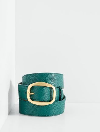 Talbots Pebble Leather Belt - Dark Highland Green - Medium Talbots
