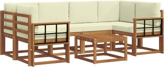 vidaXL Conjunto De Sof&aacute;s De Exterior 7 Uds. Natural Y Crema Vidaxl