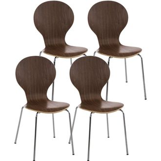 Clp Set 4 Sedie Impilabili Diego in Legno Robusto Noce