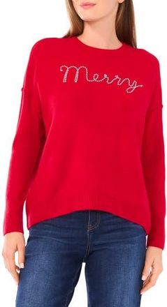 CeCe by Cynthia Steffe Holiday Candy Cane Stitch Sweater in Glamour Red at Nordstrom Rack, Size X-Small