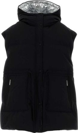 Herno Laminar Hooded Mouwloze Donsjas - Dames - Bodywarmers - Zwart - S - Katoen - Jassen
