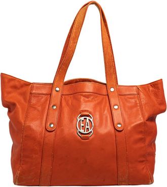 Emporio Armani Orange Leather Tote Bag