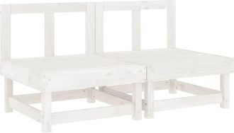 vidaXL Sof&aacute;s Centrales De Jard&iacute;n 2 Uds Madera Maciza De Pino Blanco Vidaxl