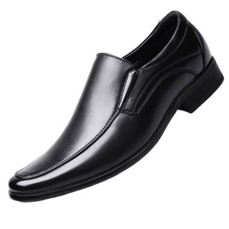 Generic Textured Embossed Mens Slip-On Dress Shoes for Weddings and Business, Breathable Low-Top Formal Footwear(Black,7.5 UK)