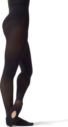 Capezio Ultra Soft Self Knit Waistband Transition Tight in Black at Nordstrom, Size Large/x-Large