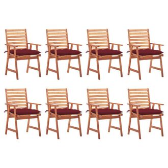 vidaXL Vidaxl - Sillas Comedor De Jard&iacute;n Y Cojines 8 Uds Madera Maciza Acacia