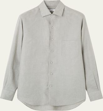 Loro Piana Mens Andre Long-Sleeve Linen Shirt