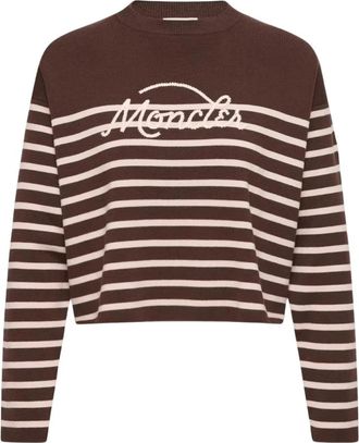 Moncler Crewneck - Dames - Ronde hals truien - Bruin - XS - Wol - Truien & Vesten