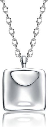 Rachel Glauber White Gold Plated with Sleek Square Pendant necklace