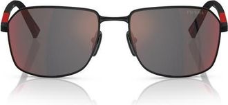 Prada 57mm Rectangular Sunglasses in Rubber Black at Nordstrom