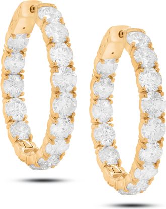 Diana M. Jewels 18kt yellow gold lab grown round diamond hoop earrings weighing 10.45 cts tw (round shape)