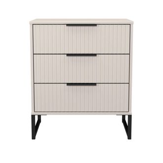 Lewis's Fluted 3 Drawer Chest in Kashmir Matt - Ready Assembled - Lewiss Home | TJ Hughes