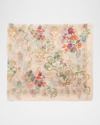 Alexander McQueen Floral Skull Silk Scarf