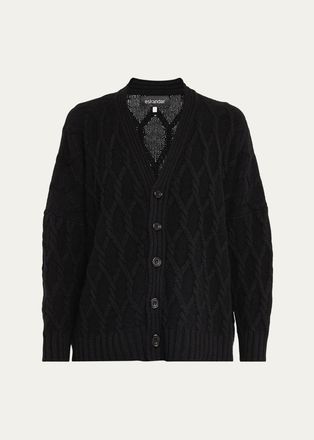 Eskandar Cashmere V-Neck Cardigan - Mid Plus length