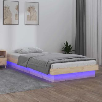 vidaXL Estructura De Cama Individual Led Sin Colch&oacute;n Madera Maciza Vidaxl