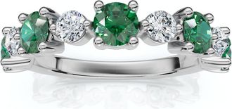 Pompeii3 1Ct Sylvia Emerald & Diamond Anniversary Ring Gold Lab Grown