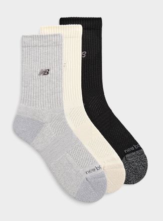 New Balance Mens Embroidered-logo padded ribbed socks 3-pack