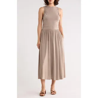 West K Ruched Midi Dress in Taupe at Nordstrom Rack, Size X-Small