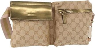 Gucci Pre-owned Belt Bags, female, Beige, Size: ONE SIZE Pre-owned Vintage Canvas Belt Bag