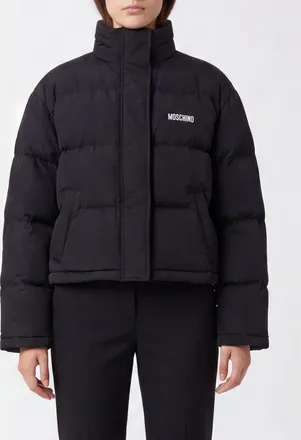 Moschino Piumino corto in nylon trapuntato con stampa grafica