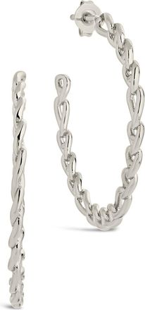Sterling Forever Rylan Flat Chain Hoop Earrings