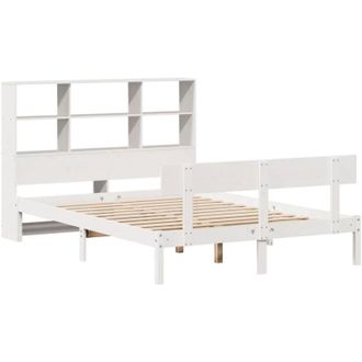 vidaXL Bookcase Bed without Mattress White 160x200 cm Solid Wood Pine Vidaxl