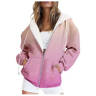 Generic Oversize Sweatshirt Womens Summer Hoodie Womens Zip Colourful Sweat Jacket Elegant Pullover with Hood Jogging Jacket Thin Fabric Hoodie Fading Womens 
