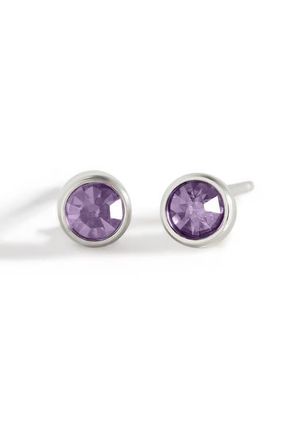 Mint & Lily Birthstone Bezel Studs in Silver /June Alexandrite at Nordstrom